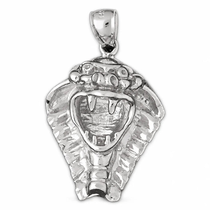 Cobra Snake Head Charm Pendant 14k Gold (8.5 Grams) White Gold 14k