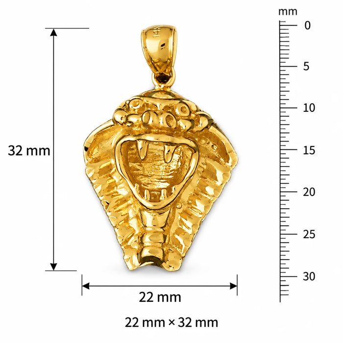 Cobra Snake Head Charm Pendant 14k Gold (8.5 Grams) Yellow Gold 14k