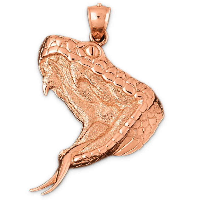 Cobra Snake Head Charm Pendant 14k Gold (8.9 Grams) Rose Gold 14k