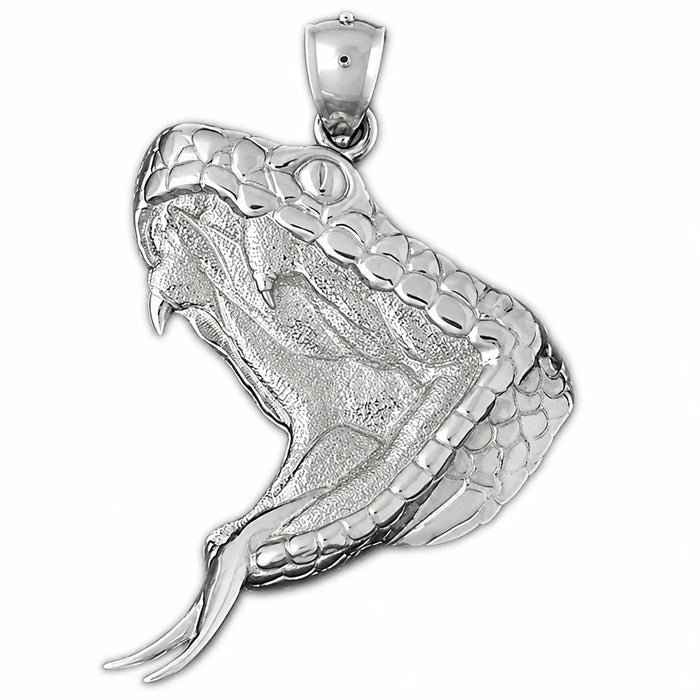 Cobra Snake Head Charm Pendant 14k Gold (8.9 Grams) White Gold 14k