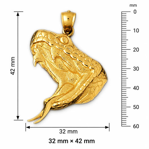 Cobra Snake Head Charm Pendant 14k Gold (8.9 Grams) Yellow Gold 14k