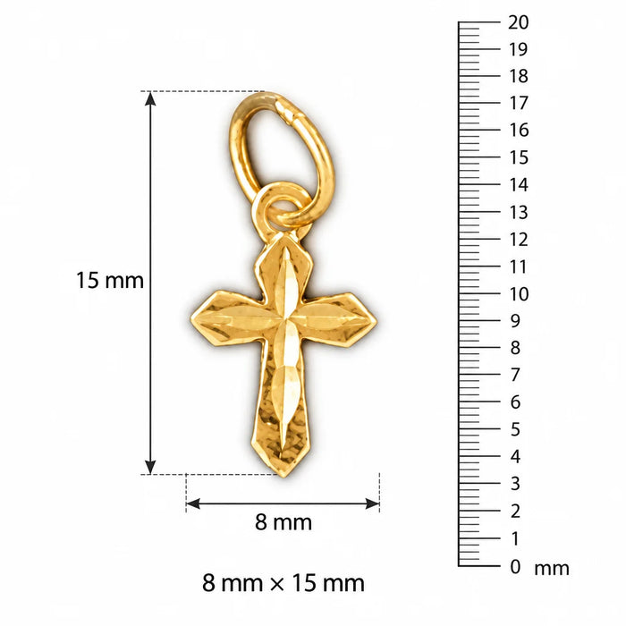 Cross Charm Pendant 14k Gold (0.3 Grams) Yellow Gold 14k