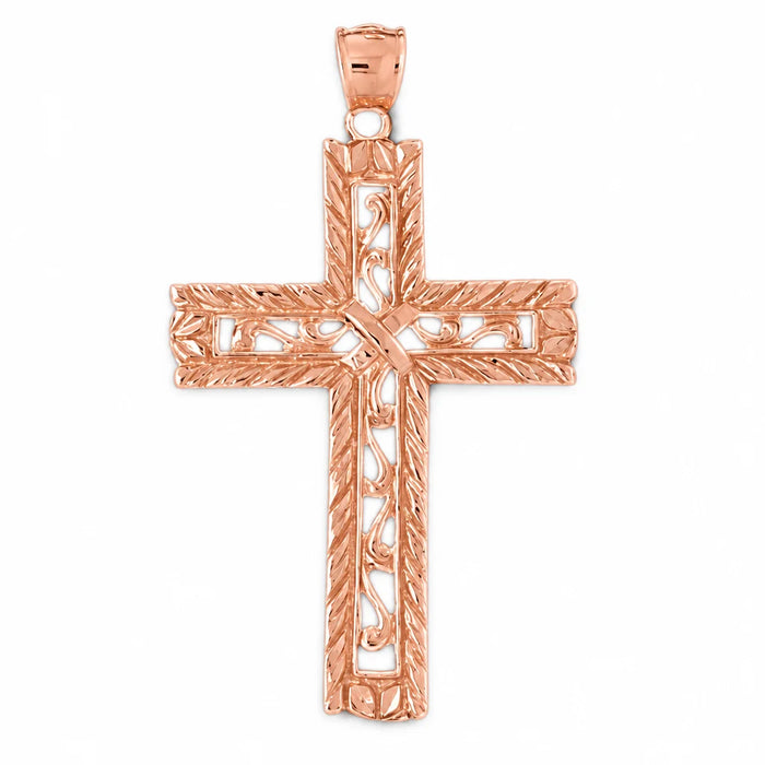 Cross Charm Pendant 14k Gold (10.2 Grams) Rose Gold 14k