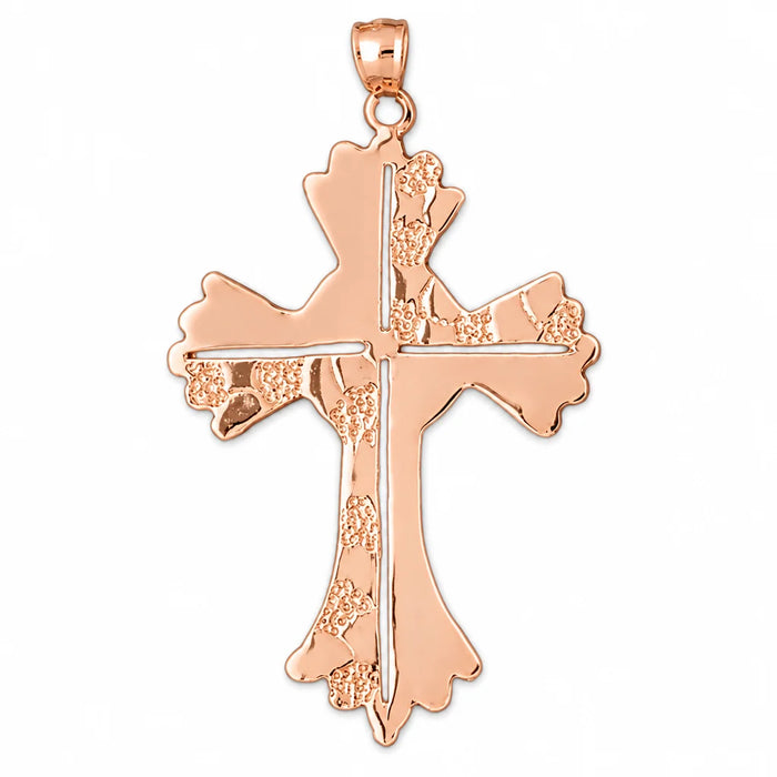 Cross Charm Pendant 14k Gold (13.1 Grams) Rose Gold 14k