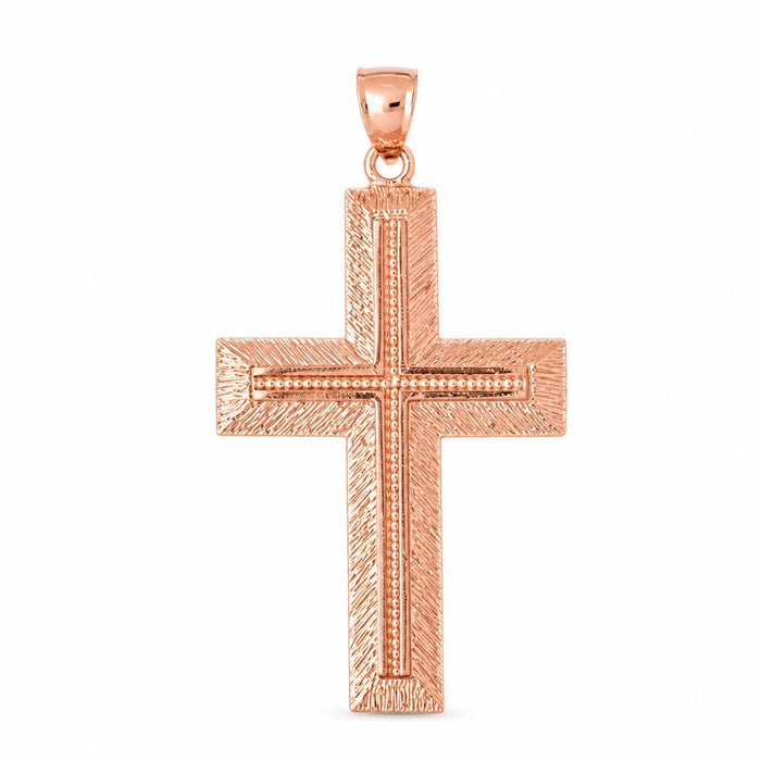 Cross Charm Pendant 14k Gold (8.3 Grams) Rose Gold 14k