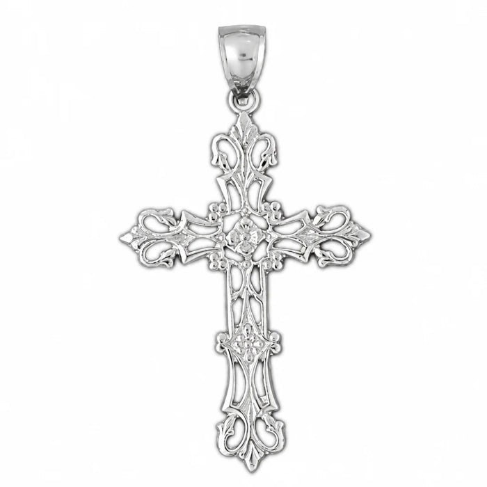 Cross Charm Pendant 14k Gold (8.4 Grams) White Gold 14k