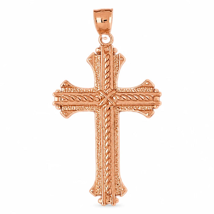 Cross Charm Pendant 14k Gold (8.7 Grams) Rose Gold 14k