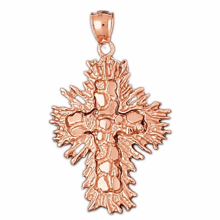 Cross Charm Pendant 14k Gold (8.8 Grams) Rose Gold 14k