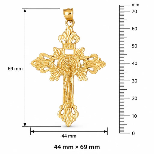 Cross with Jesus Figurine Charm Pendant 14k Gold (11.1 Grams) Yellow Gold 14k