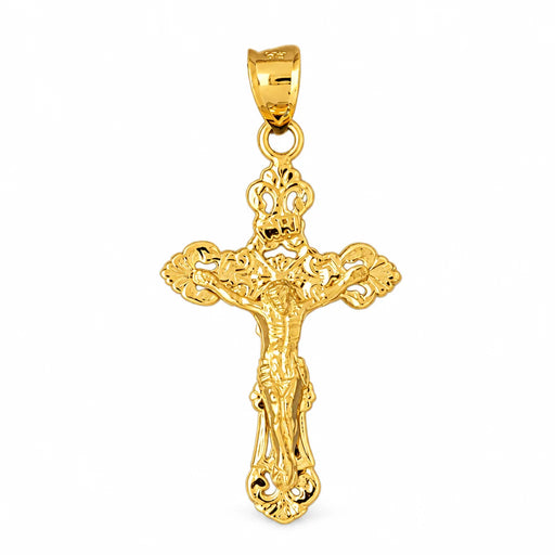 Cross with Jesus Figurine Charm Pendant 14k Gold (6.8 Grams) Yellow Gold 14k