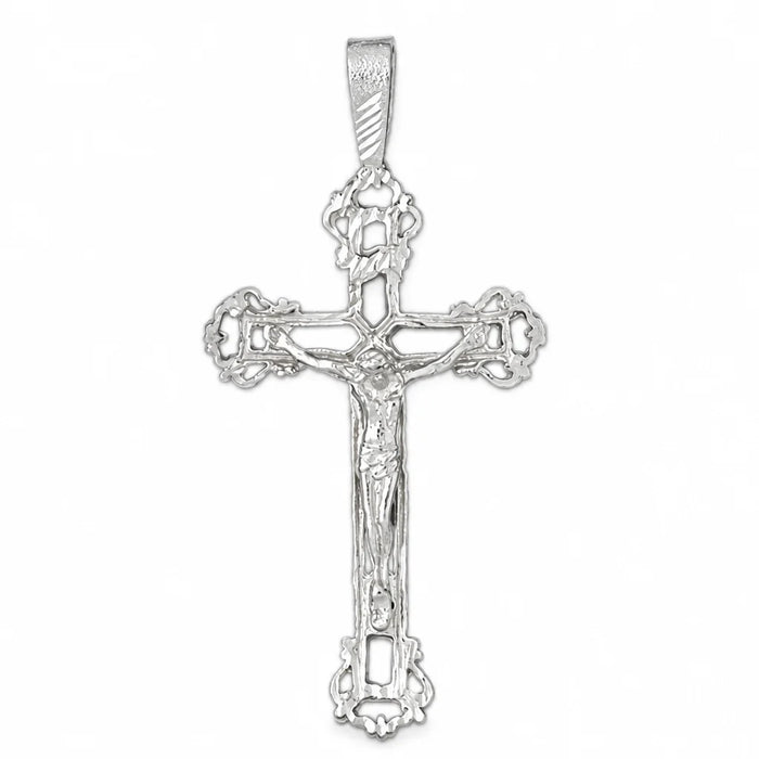 Cross with Jesus Figurine Charm Pendant 14k Gold (7.4 Grams) White Gold 14k
