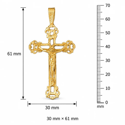 Cross with Jesus Figurine Charm Pendant 14k Gold (7.4 Grams) Yellow Gold 14k
