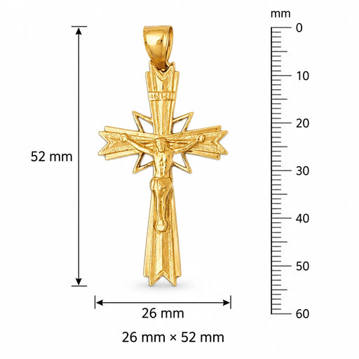 Cross with Jesus Figurine Charm Pendant 14k Gold Yellow Gold 14k