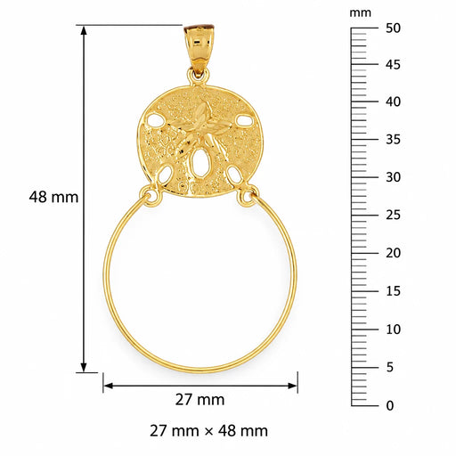 Dollar Sand Charm Holder Charm Pendant 14k Gold (2.7 Grams) Yellow Gold 14k