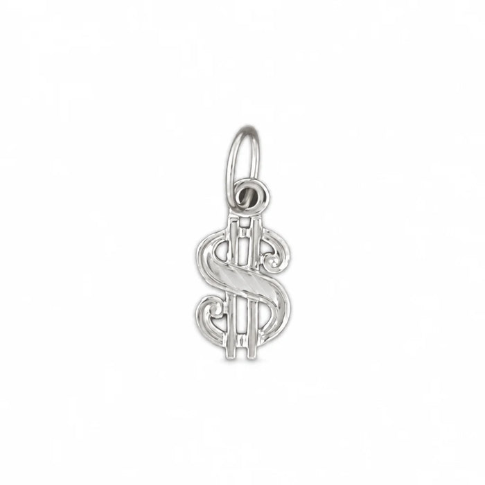 Dollar Sign Charm Pendant 14k Gold (0.4 Grams) White Gold 14k