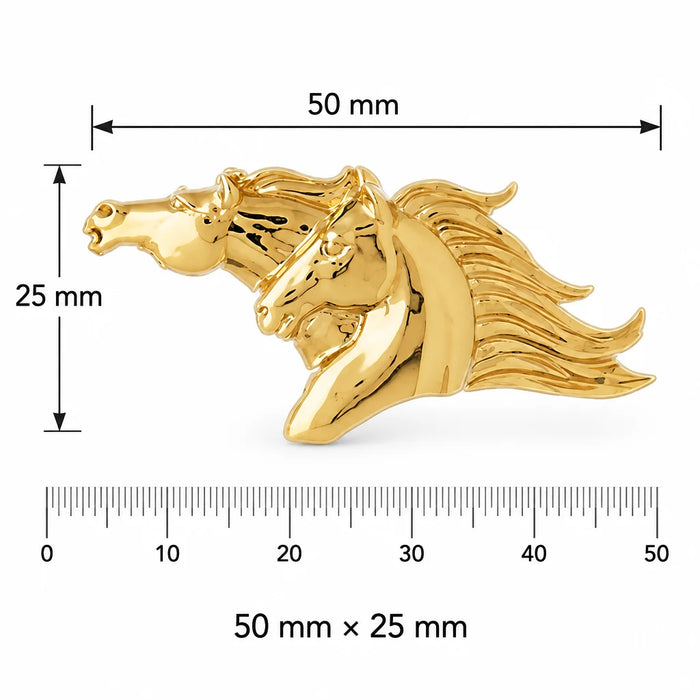 Double Horse Head Charm Pendant 14k Gold (8.6 Grams) Yellow Gold 14k