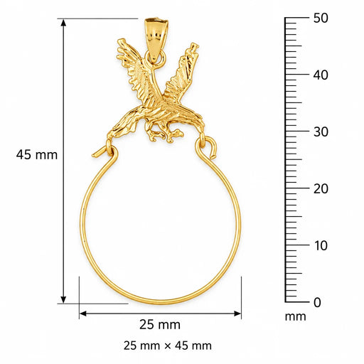 Eagle Charm Holder Charm Pendant 14k Gold Yellow Gold 14k