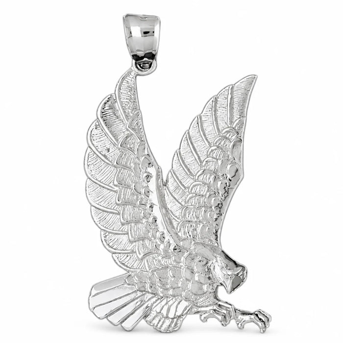 Eagle Charm Pendant 14k Two Tone Yellow and White Gold (12.4 Grams) White Gold 14k