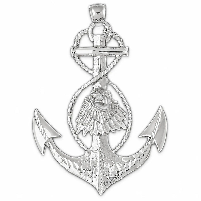 Eagle Head On Anchor Charm Pendant 14k Gold White Gold 14k