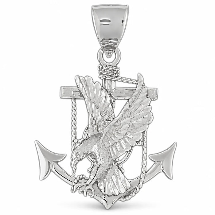 Eagle On Anchor Charm Pendant 14k Gold (10.7 Grams) White Gold 14k