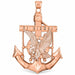 Eagle on Ancor Charm Pendant 14k Two Tone Yellow and White Gold (11.8 Grams)