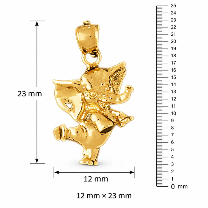 Elephant Charm Pendant 14k Gold (2.1 Grams) Yellow Gold 14k