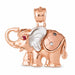 Elephant Charm Pendant 14k Three Tone Yellow, Rose and White Gold