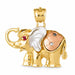 Elephant Charm Pendant 14k Three Tone Yellow, Rose and White Gold