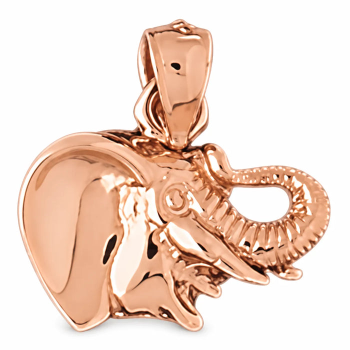 Elephant Head Charm Pendant 14k Gold (1.7 Grams) Rose Gold 14k