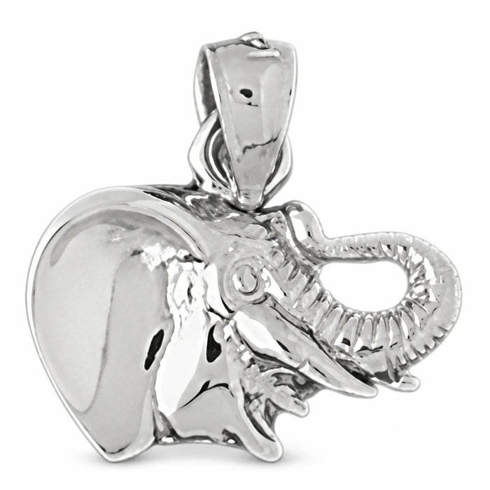 Elephant Head Charm Pendant 14k Gold (1.7 Grams) White Gold 14k