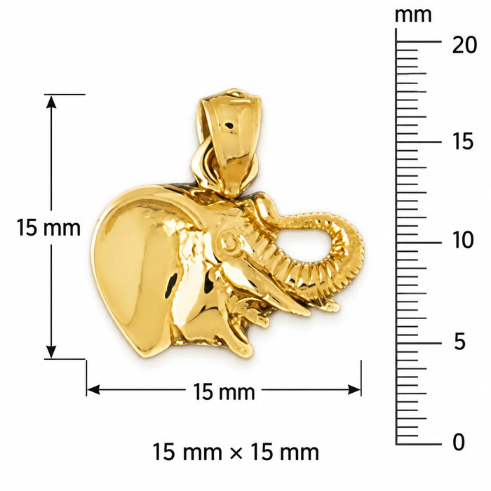 Elephant Head Charm Pendant 14k Gold (1.7 Grams) Yellow Gold 14k