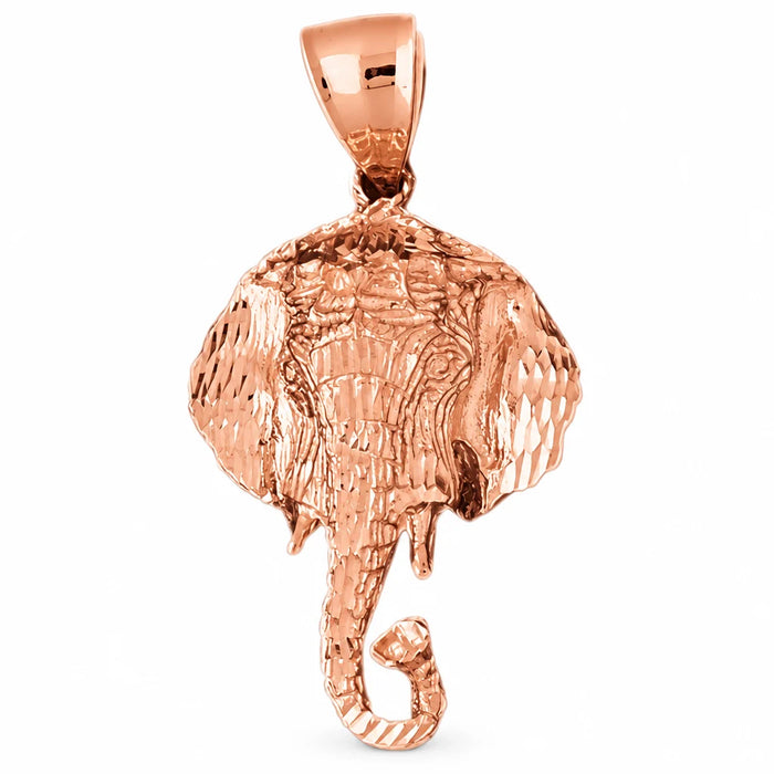 Elephant Head Charm Pendant 14k Gold (13-7 Grams) Rose Gold 14k