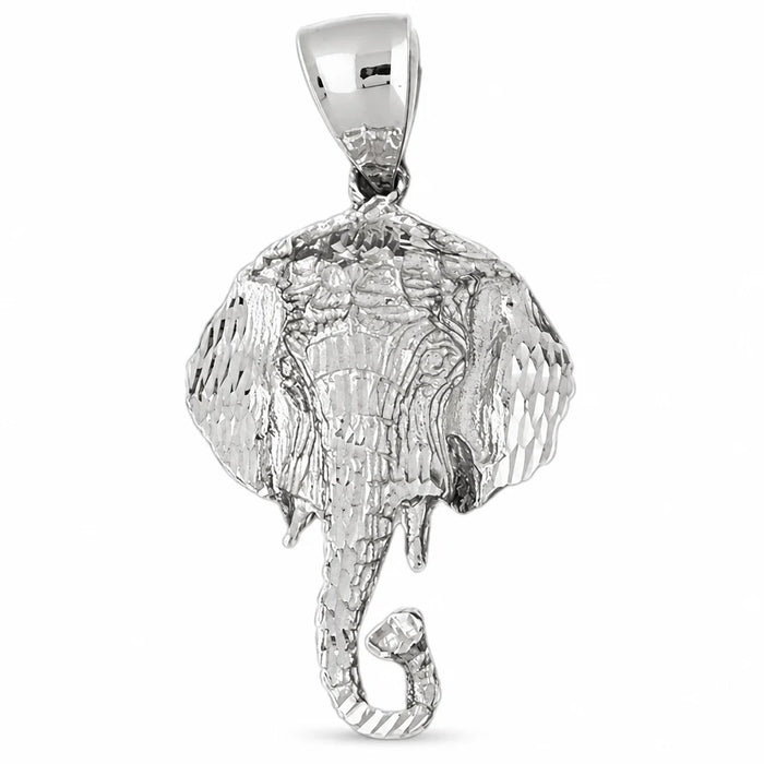 Elephant Head Charm Pendant 14k Gold (13-7 Grams) White Gold 14k