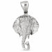 Elephant Head Charm Pendant 14k Gold (13-7 Grams) White Gold 14k