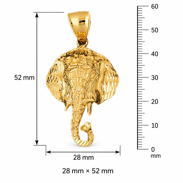 Elephant Head Charm Pendant 14k Gold (13-7 Grams) Yellow Gold 14k