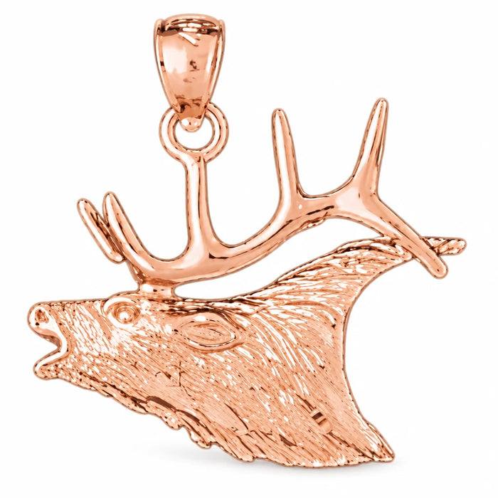 Elk Head Charm Pendant 14k Gold (2.4 Grams) Rose Gold 14k
