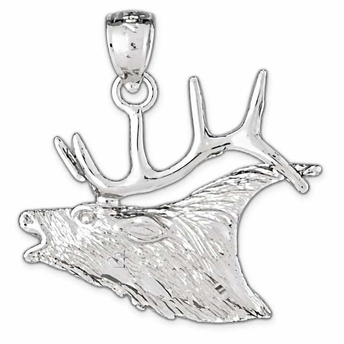 Elk Head Charm Pendant 14k Gold (2.4 Grams) White Gold 14k
