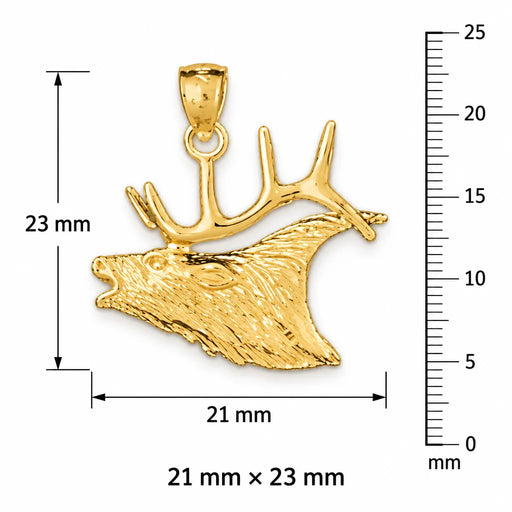 Elk Head Charm Pendant 14k Gold (2.4 Grams) Yellow Gold 14k