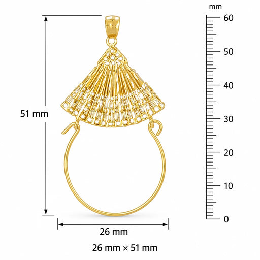 Fan Charm Holder Charm Pendant 14k Gold Yellow Gold 14k