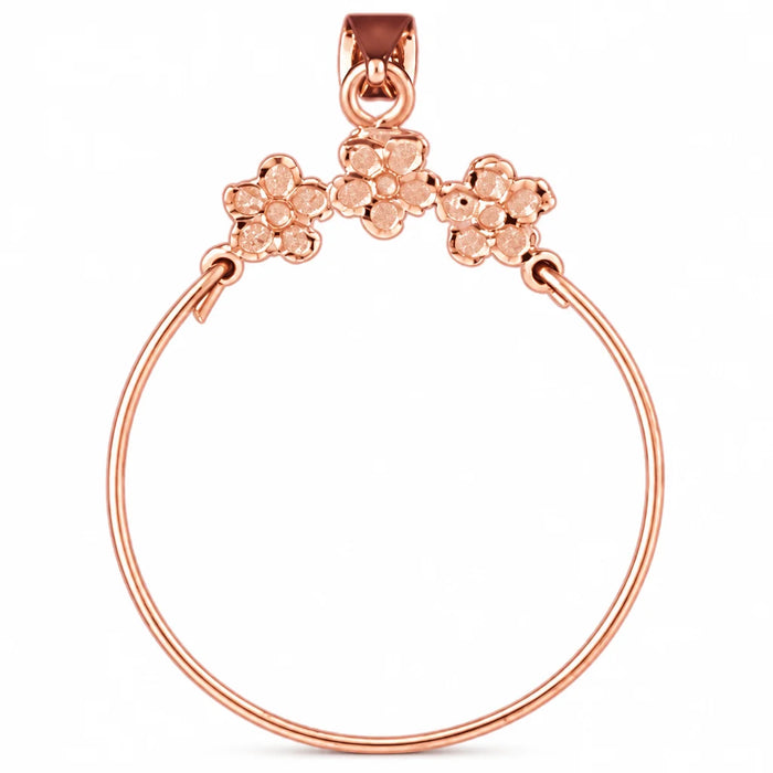 Flower Charm Holder Charm Pendant 14k Gold (1.4 Grams) Rose Gold 14k