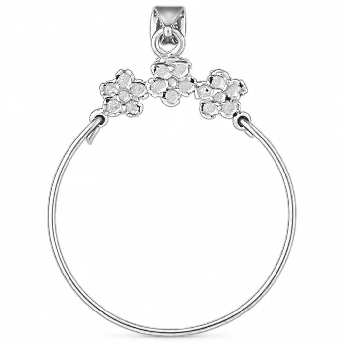 Flower Charm Holder Charm Pendant 14k Gold (1.4 Grams) White Gold 14k