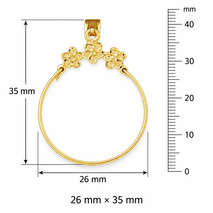 Flower Charm Holder Charm Pendant 14k Gold (1.4 Grams) Yellow Gold 14k