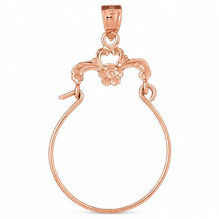 Flower Charm Holder Charm Pendant 14k Gold (1.5 Grams) Rose Gold 14k