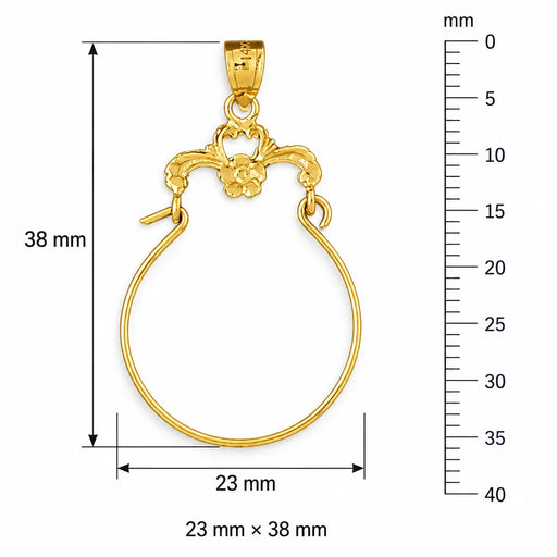 Flower Charm Holder Charm Pendant 14k Gold (1.5 Grams) Yellow Gold 14k