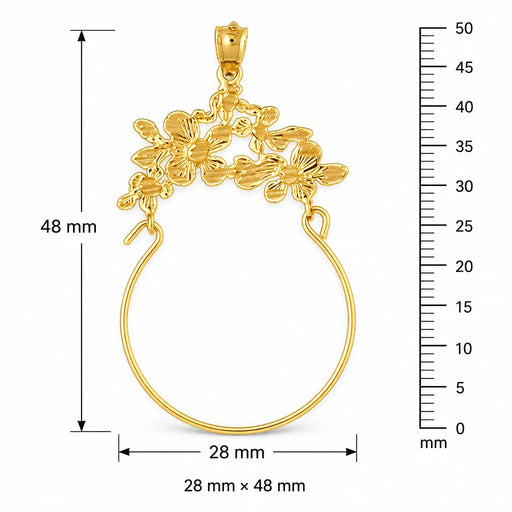 Flower Charm Holder Charm Pendant 14k Gold (2.7 Grams) Yellow Gold 14k
