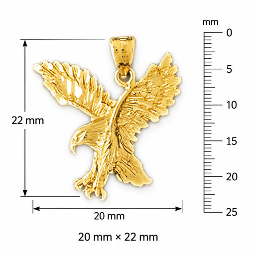 Flying Eagle Charm Pendant 14k Gold (1.5 Grams) Yellow Gold 14k