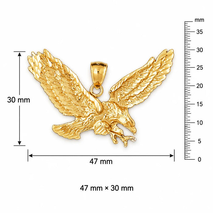 Flying Eagle Charm Pendant 14k Gold (13.2 Grams) Yellow Gold 14k