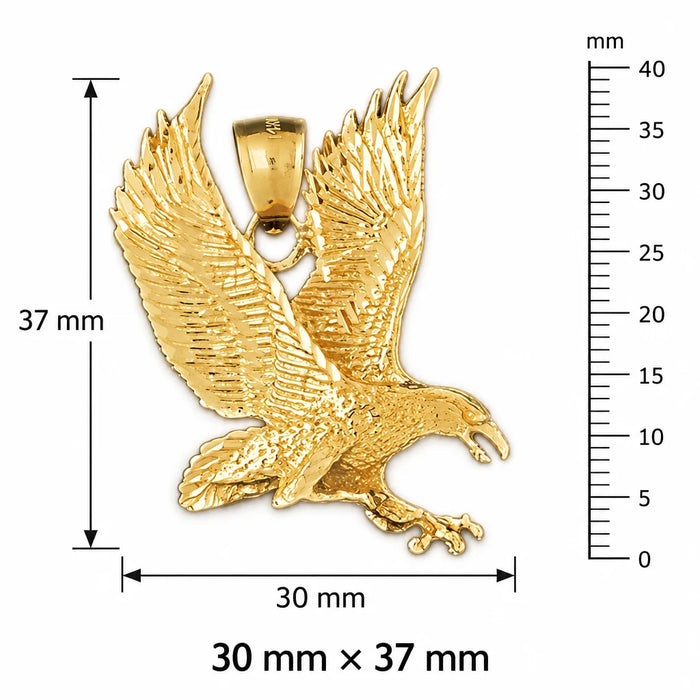 Flying Eagle Charm Pendant 14k Gold (8.9 Grams) Yellow Gold 14k