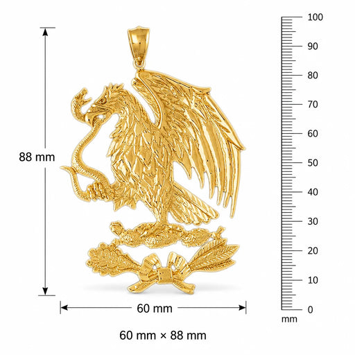 Flying Eagle Eating Snake Charm Pendant 14k Gold Yellow Gold 14k