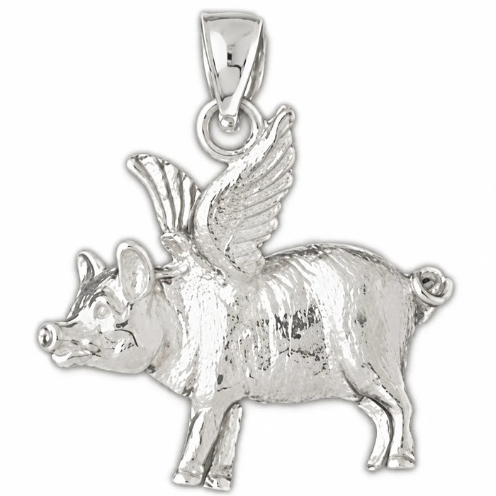 Flying Pig Charm Pendant 14k Gold White Gold 14k